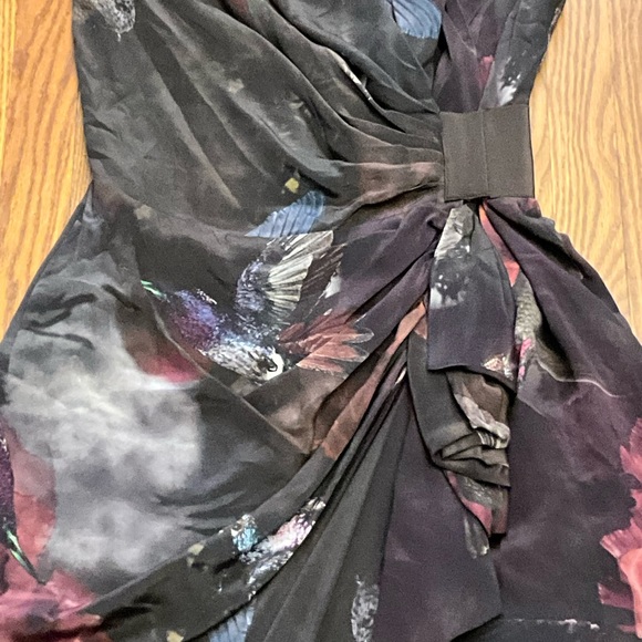 ALLSAINTS spitalfields Poisen dark bird print silk wrap dress - Picture 7 of 12